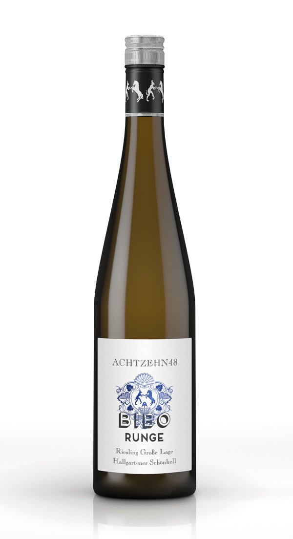 Bild einer Flasche, Weingut Bibo Runge - Achtzehn48 Riesling trocken Hallgartener Schönhell Große Lage 2022, Weißwein von Weingut Bibo Runge